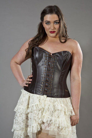 Steampunk Overbust Plus Size Corset In Matte Vinyl-Burleska-Dark Fashion Clothing