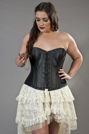 Steampunk Overbust Plus Size Corset In Matte Vinyl-Burleska-Dark Fashion Clothing