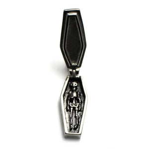 Steel Hinged Skull Coffin Pendant With Skeleton Inside-Badboy-Dark Fashion Clothing