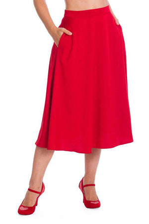 Strawberry Red Swing Skirt-Banned-Dark Fashion Clothing