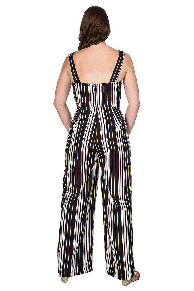 Stripe Playsuit-Banned-Dark Fashion Clothing