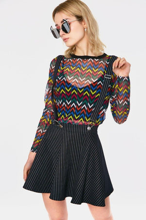 Stripes 'N' Suspenders Skirt-Jawbreaker-Dark Fashion Clothing
