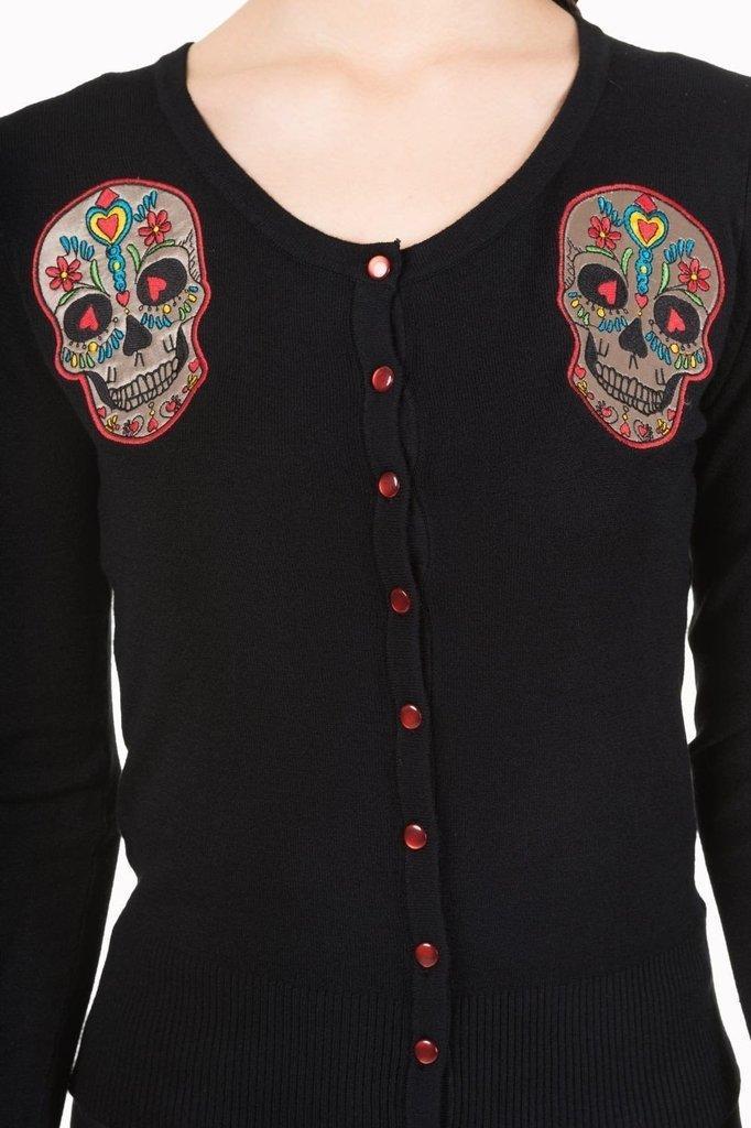 Sugar Skull Cardigan-Banned-Dark Fashion Clothing