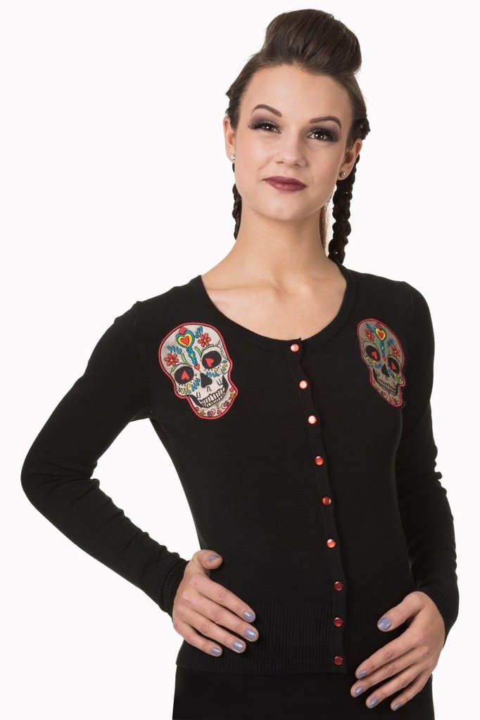 Sugar Skull Cardigan-Banned-Dark Fashion Clothing