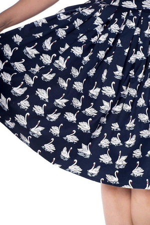 Summer Swan Pleated Skirt-Banned-Dark Fashion Clothing