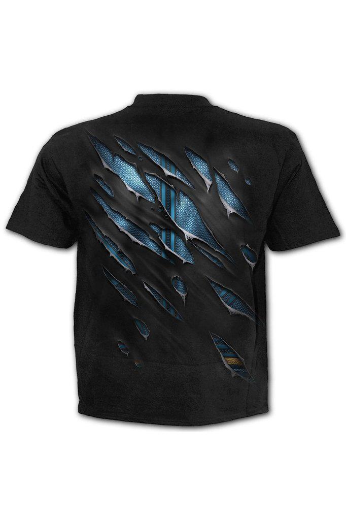 Superman - Ripped - T-Shirt Black-Spiral-Dark Fashion Clothing