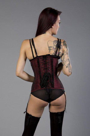 Sylvie Underbust Steel Boned Corset In Taffeta With Lace-Burleska-Dark Fashion Clothing