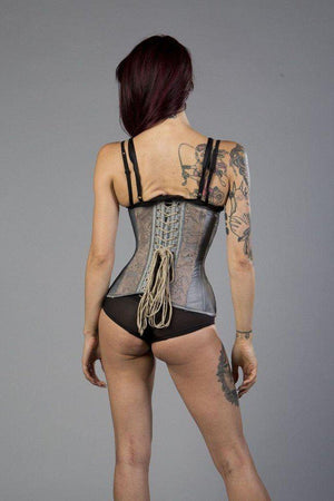 Sylvie Underbust Steel Boned Corset In Taffeta With Lace-Burleska-Dark Fashion Clothing