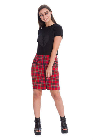 Tartan Zip Skirt-Banned-Dark Fashion Clothing