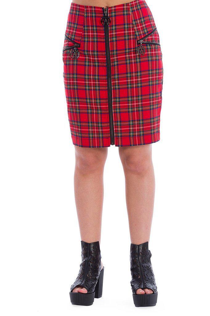 Tartan Zip Skirt-Banned-Dark Fashion Clothing