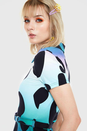 Technicoloured Leopard Skater Dress-Jawbreaker-Dark Fashion Clothing