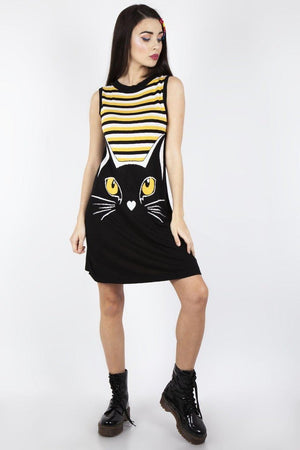 Telepathic Cat Dress-Jawbreaker-Dark Fashion Clothing