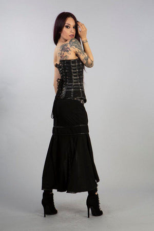 Temptress Long Skirt In Black Hosiery Cotton Mesh-Burleska-Dark Fashion Clothing