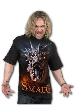 The Hobbit Smaug - T-Shirt Black-Spiral-Dark Fashion Clothing
