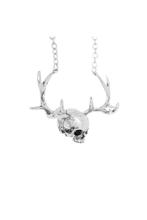 The Stag Silver Skull Antlers Pendant and Necklace - Karsyn-Dr Faust-Dark Fashion Clothing
