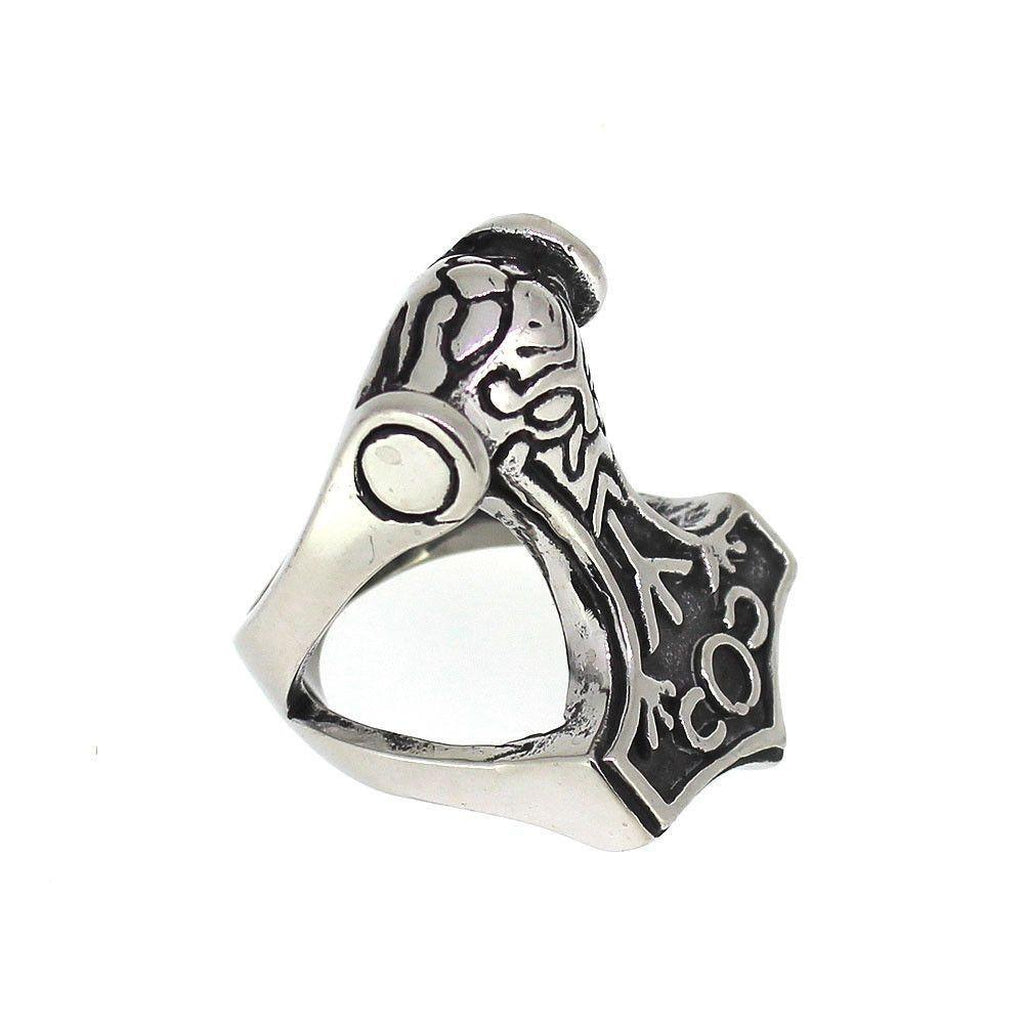 Thor's Hammer Ring - Stainless Steel-Badboy-Dark Fashion Clothing