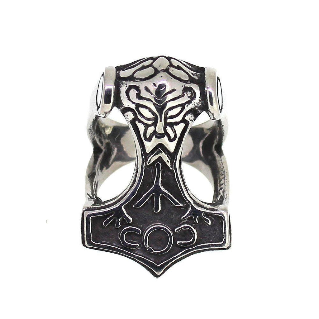 Thor's Hammer Ring - Stainless Steel-Badboy-Dark Fashion Clothing