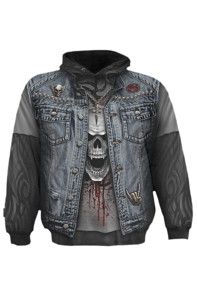 Thrash Metal - Allover Hoody Black-Spiral-Dark Fashion Clothing