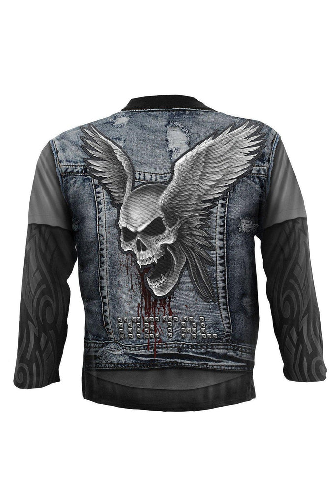 Thrash Metal - Allover Longsleeve T-Shirt Black-Spiral-Dark Fashion Clothing
