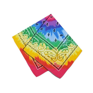 Tie Dye Design Rainbow Cotton Bandana - Everard-Dr Faust-Dark Fashion Clothing