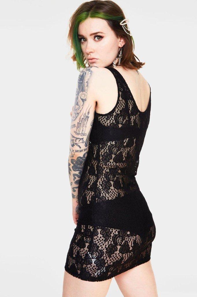 Tied Up in Lace Cross Front Dress-Jawbreaker-Dark Fashion Clothing