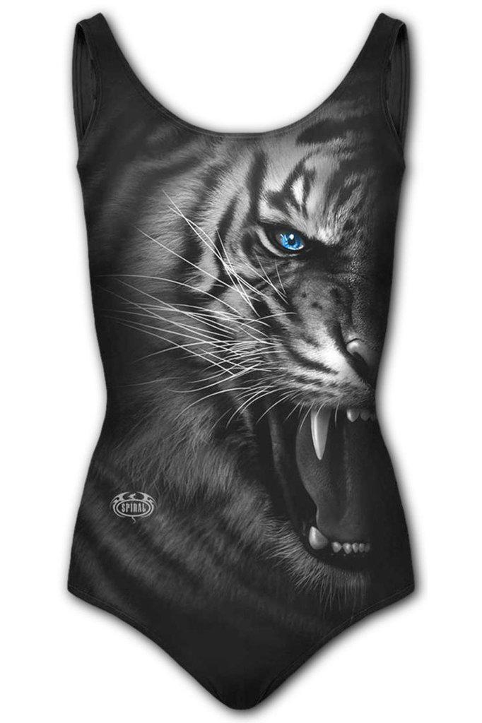 Tiger Wrap - Allover Scoop Back Padded Swimsuit-Spiral-Dark Fashion Clothing