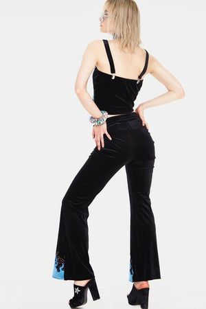 Too Hot To Handle Flame Flared Trousers-Jawbreaker-Dark Fashion Clothing