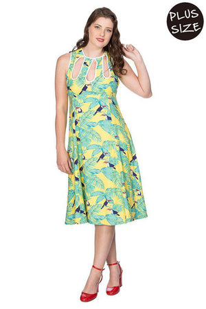Toucan All Over Dress-Banned-Dark Fashion Clothing