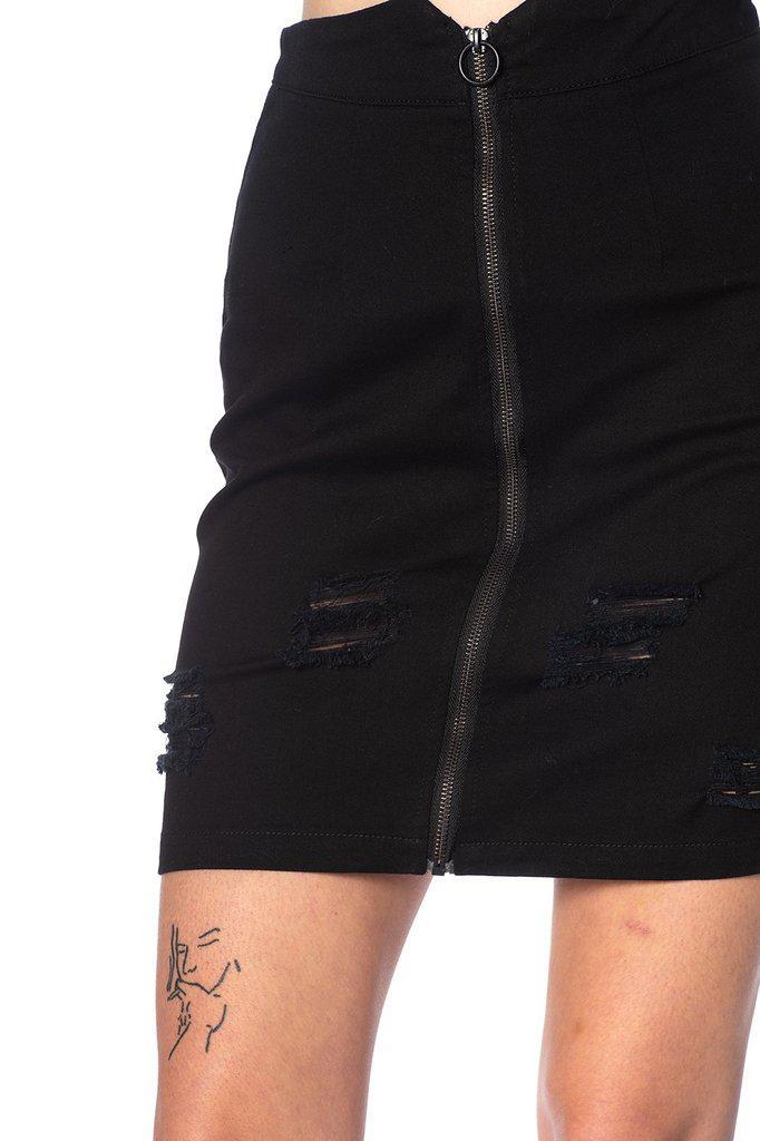 Trashed & Ragged Skirt-Banned-Dark Fashion Clothing