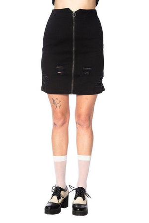 Trashed & Ragged Skirt-Banned-Dark Fashion Clothing