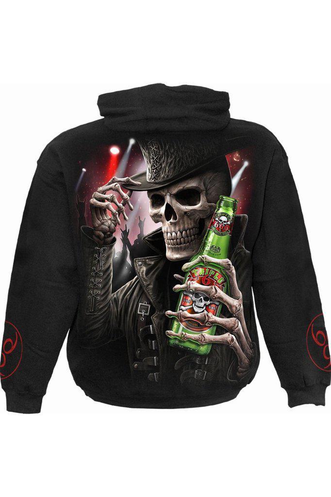 Triple 6 - Hoody Black-Spiral-Dark Fashion Clothing