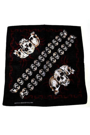Triple Large Skulls Black Cotton Bandana - Trent-Dr Faust-Dark Fashion Clothing