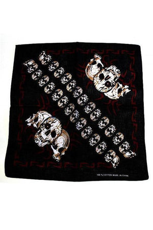 Triple Large Skulls Black Cotton Bandana - Trent-Dr Faust-Dark Fashion Clothing