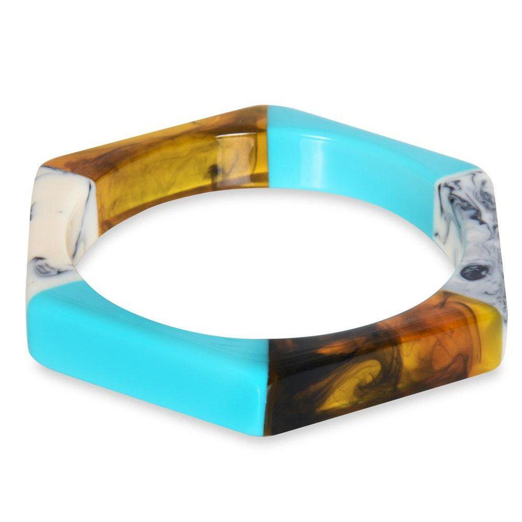 Turquoise Hexagon Bangle-Voodoo Vixen-Dark Fashion Clothing