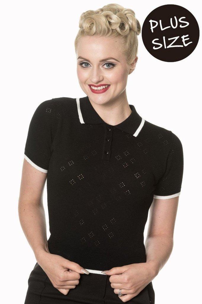 Twist & Shake Collared Knit Plus Size Top-Banned-Dark Fashion Clothing