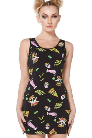 Twisted Fast Food Cut Out Dress-Jawbreaker-Dark Fashion Clothing