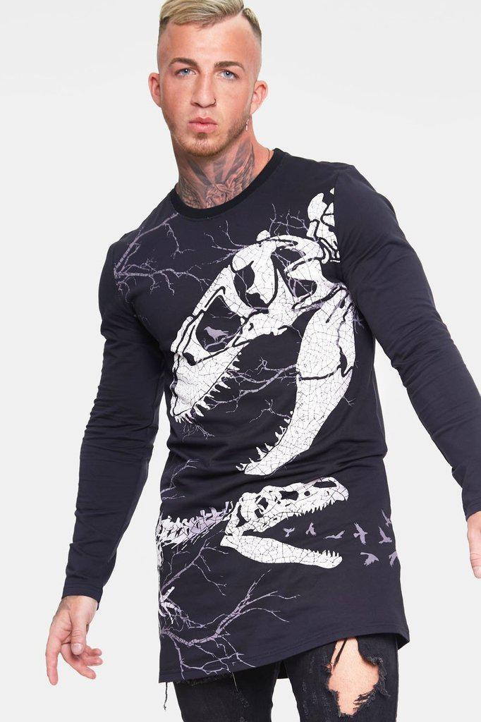 Unisex Dino Bones Long Sleeve Sweatshirt-Jawbreaker-Dark Fashion Clothing