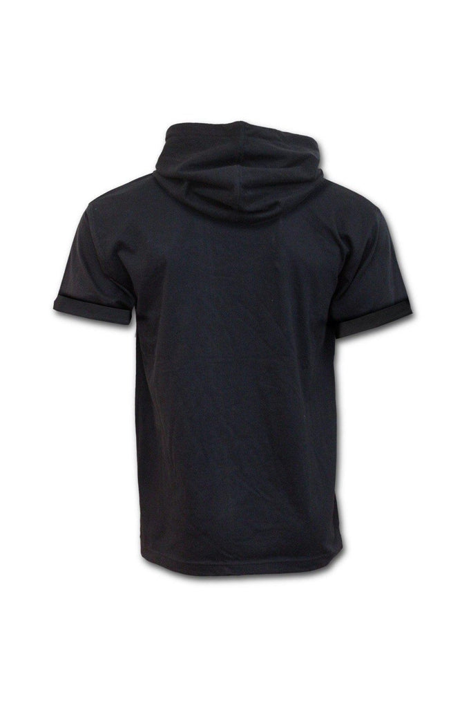 Urban Fashion - Fine Cotton T-Shirt Hoody Black-Spiral-Dark Fashion Clothing