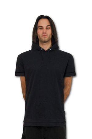 Urban Fashion - Fine Cotton T-Shirt Hoody Black-Spiral-Dark Fashion Clothing