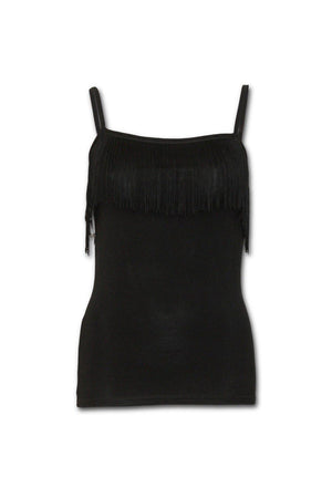Urban Fashion - Tassel Layered Camsole Top Black-Spiral-Dark Fashion Clothing