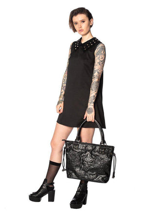Urban Vamp Collar Studs Dress-Banned-Dark Fashion Clothing