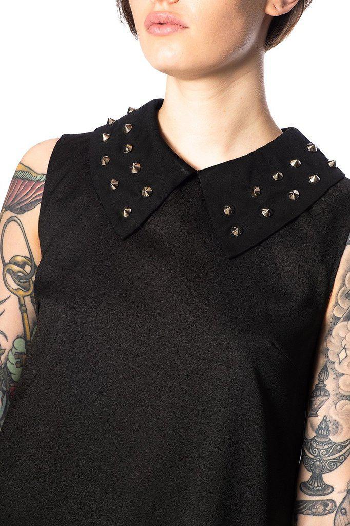 Urban Vamp Collar Studs Dress-Banned-Dark Fashion Clothing