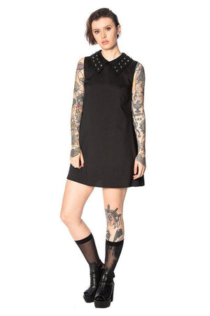 Urban Vamp Collar Studs Dress-Banned-Dark Fashion Clothing