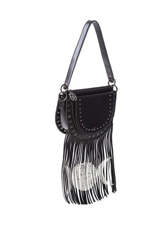 Valonia Triple Moon Fringe Bag-Banned-Dark Fashion Clothing