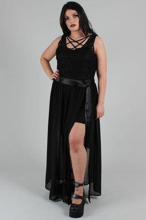 Vamped Chiffon Coordinate Skirt-Jawbreaker-Dark Fashion Clothing