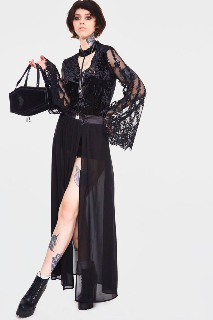Vamped Chiffon Coordinate Skirt-Jawbreaker-Dark Fashion Clothing