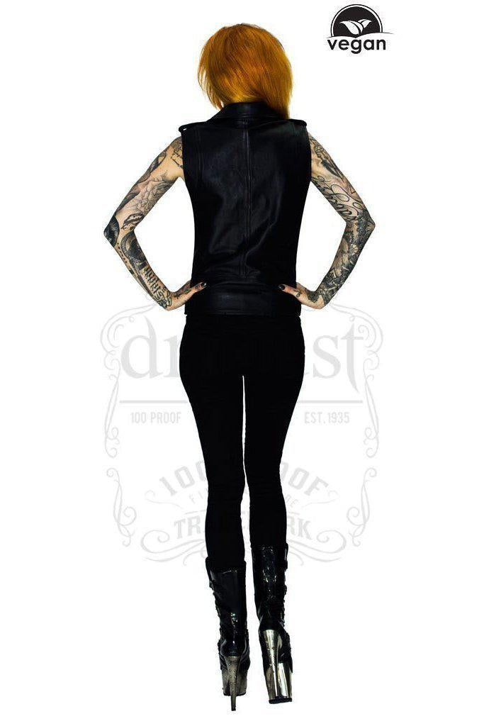 Vegan Leather Black Biker Vest - Pax-Dr Faust-Dark Fashion Clothing