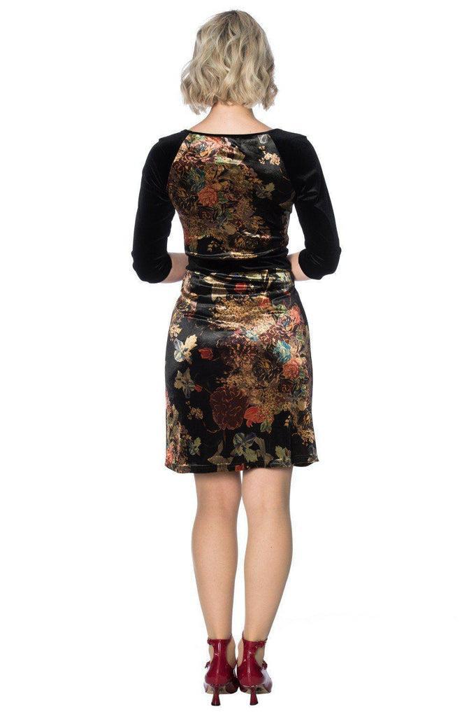 Velvet Dreams Floral Dress-Banned-Dark Fashion Clothing