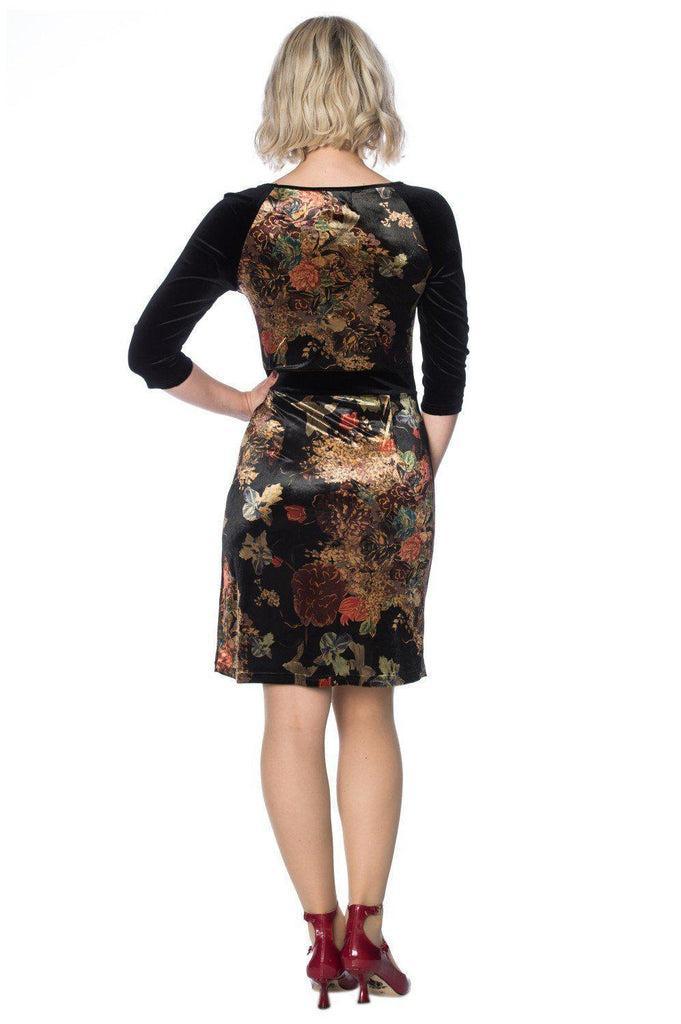 Velvet Dreams Floral Dress-Banned-Dark Fashion Clothing