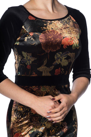 Velvet Dreams Floral Dress-Banned-Dark Fashion Clothing